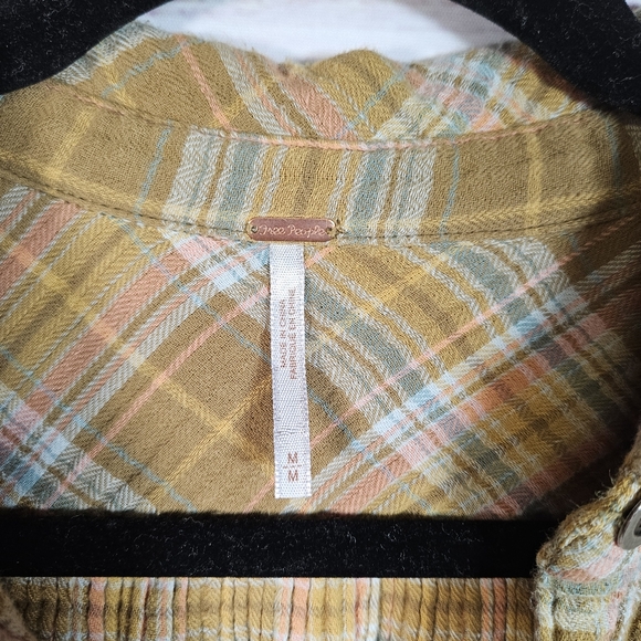 Free People olive green plaid button down top - Picture 8 of 16